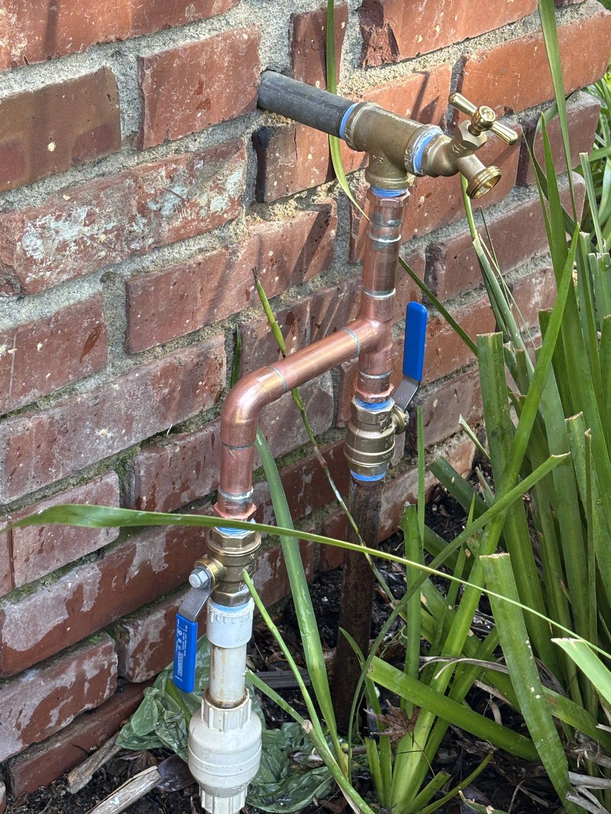 Rebuilt copper water main and hose bib